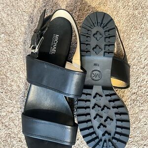 Michael Kors Black Leather Sandals